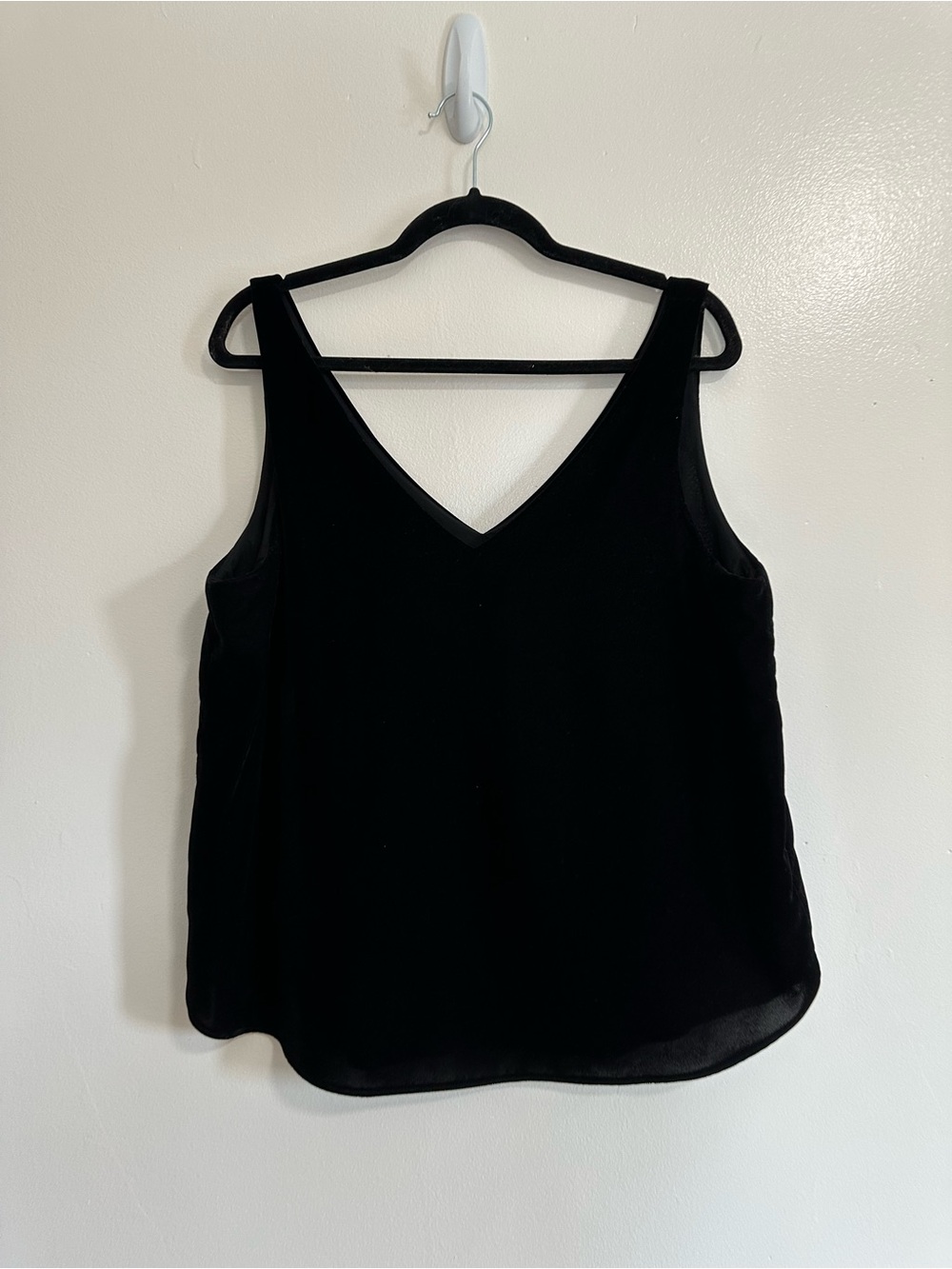 LOFT Black Velvet V-Neck Tank Top, Large